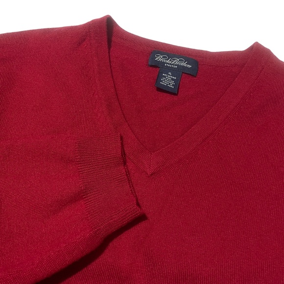 Brooks Brothers Other - Brooks Brothers‎ XL Red V-neck Sweater Wool Blend